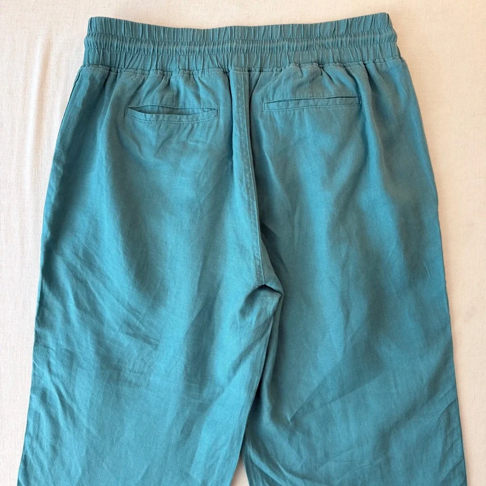 Quince 100% European Linen Wide Leg Blue Drawstring Pants Women XL